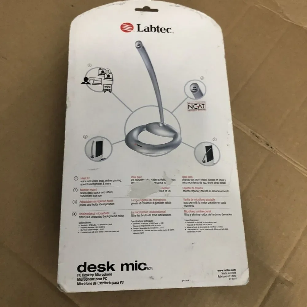 NEW SEALED Labtec Desk Mic 524 Desktop Microphone - New in package.